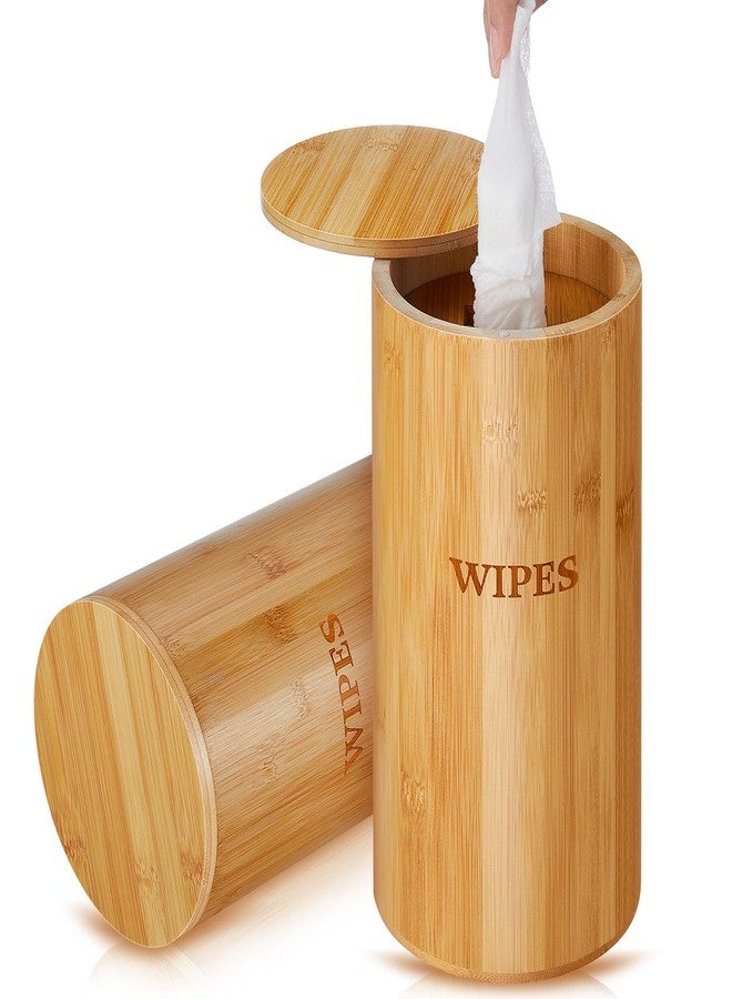 Willinglong Refillable Wet Wipes Dispenser Disinfecting Wipe Container with Magnetic Lid Stylish Decorative Bamboo Holder for Bathroom Kitchen Countertop Home Office Storage Cleaning(Natural) - Image 1